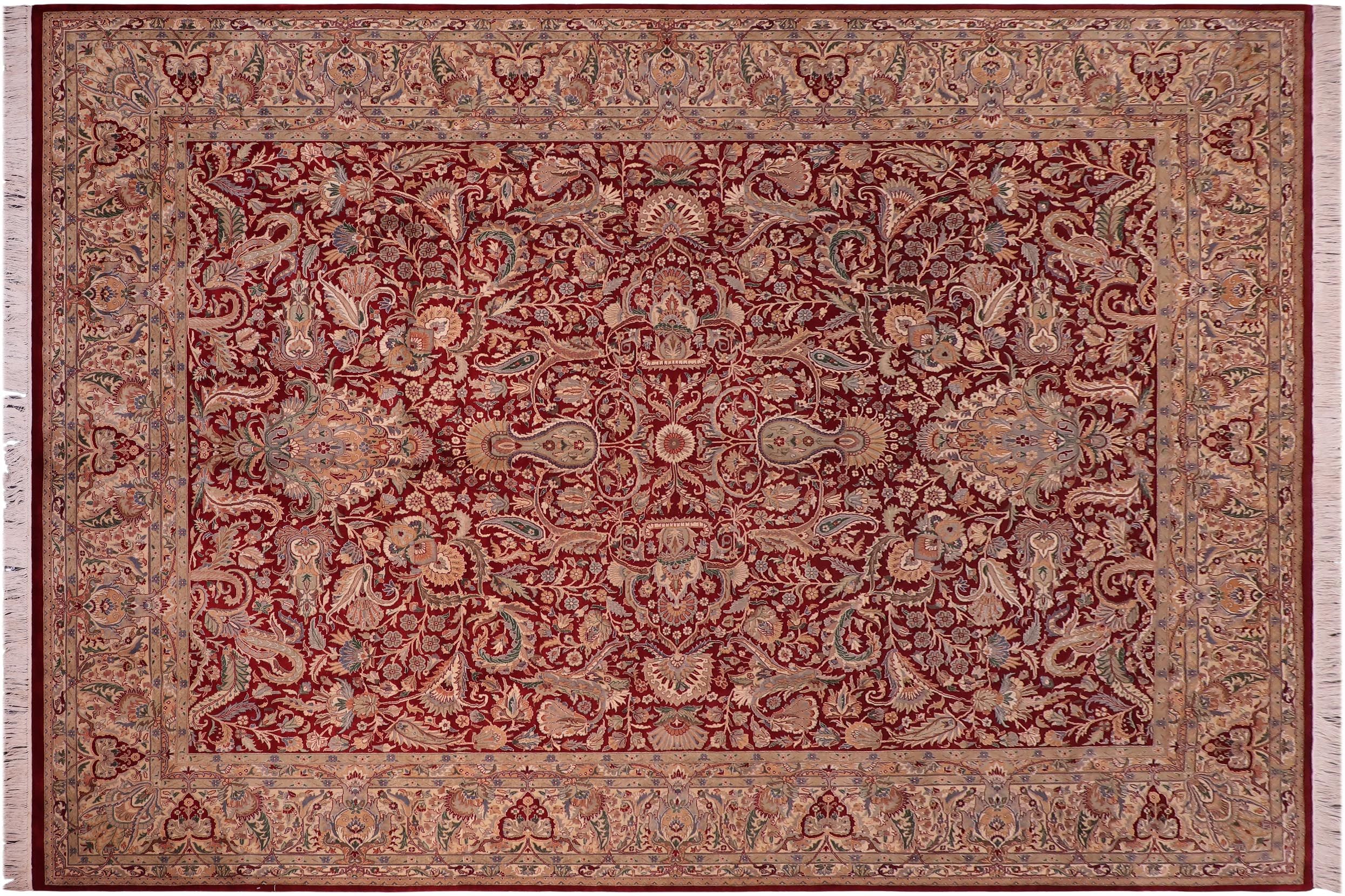 handmade Traditional Aness Red Tan Hand Knotted RECTANGLE 100% WOOL area rug 9x12