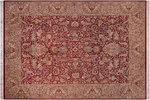 handmade Traditional Aness Red Tan Hand Knotted RECTANGLE 100% WOOL area rug 9x12
