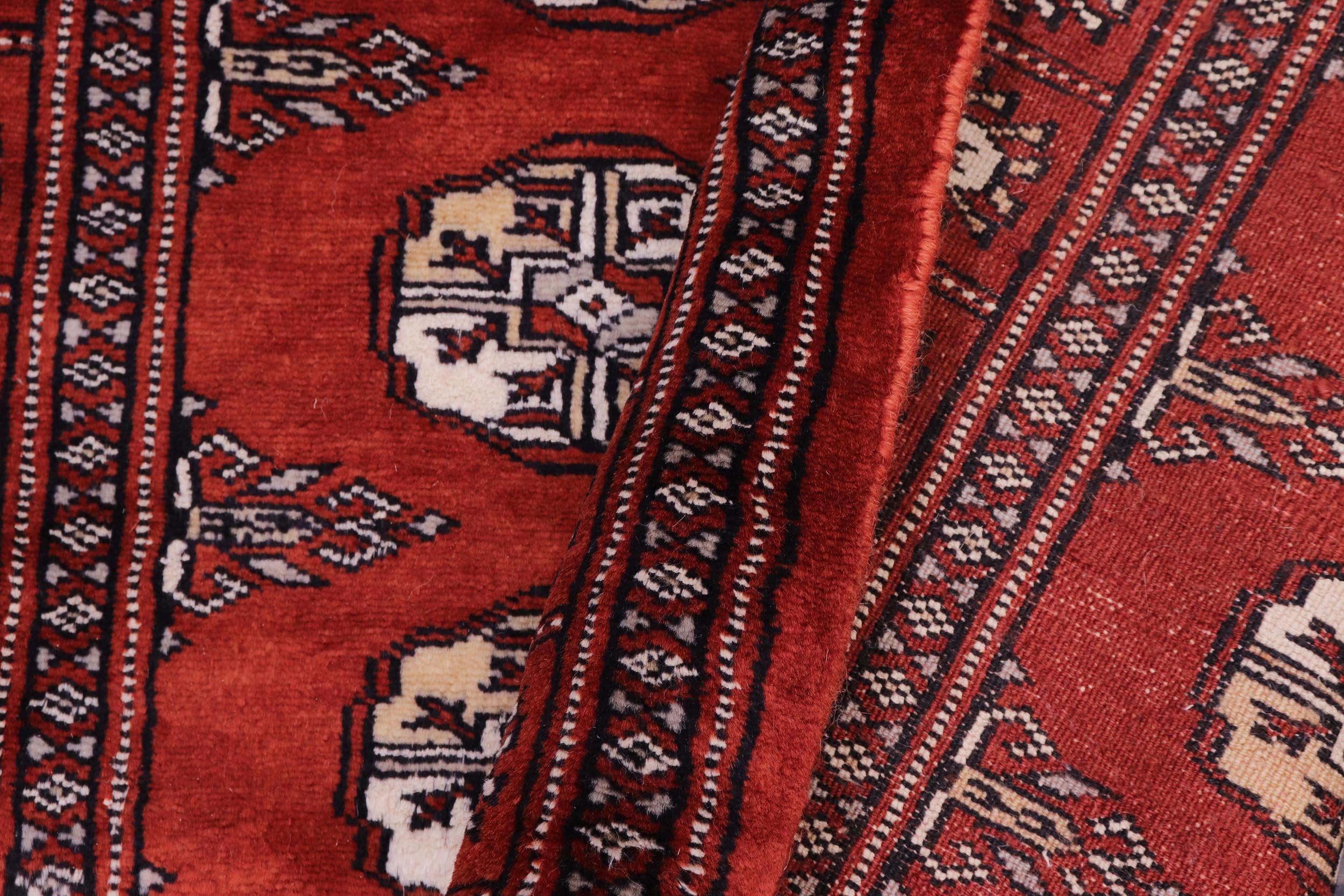 handmade Geometric Bokhara Rust Beige Hand Knotted RECTANGLE 100% WOOL area rug 3X12