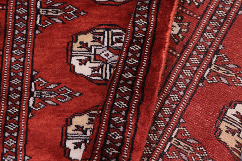 handmade Geometric Bokhara Rust Beige Hand Knotted RECTANGLE 100% WOOL area rug 3X12