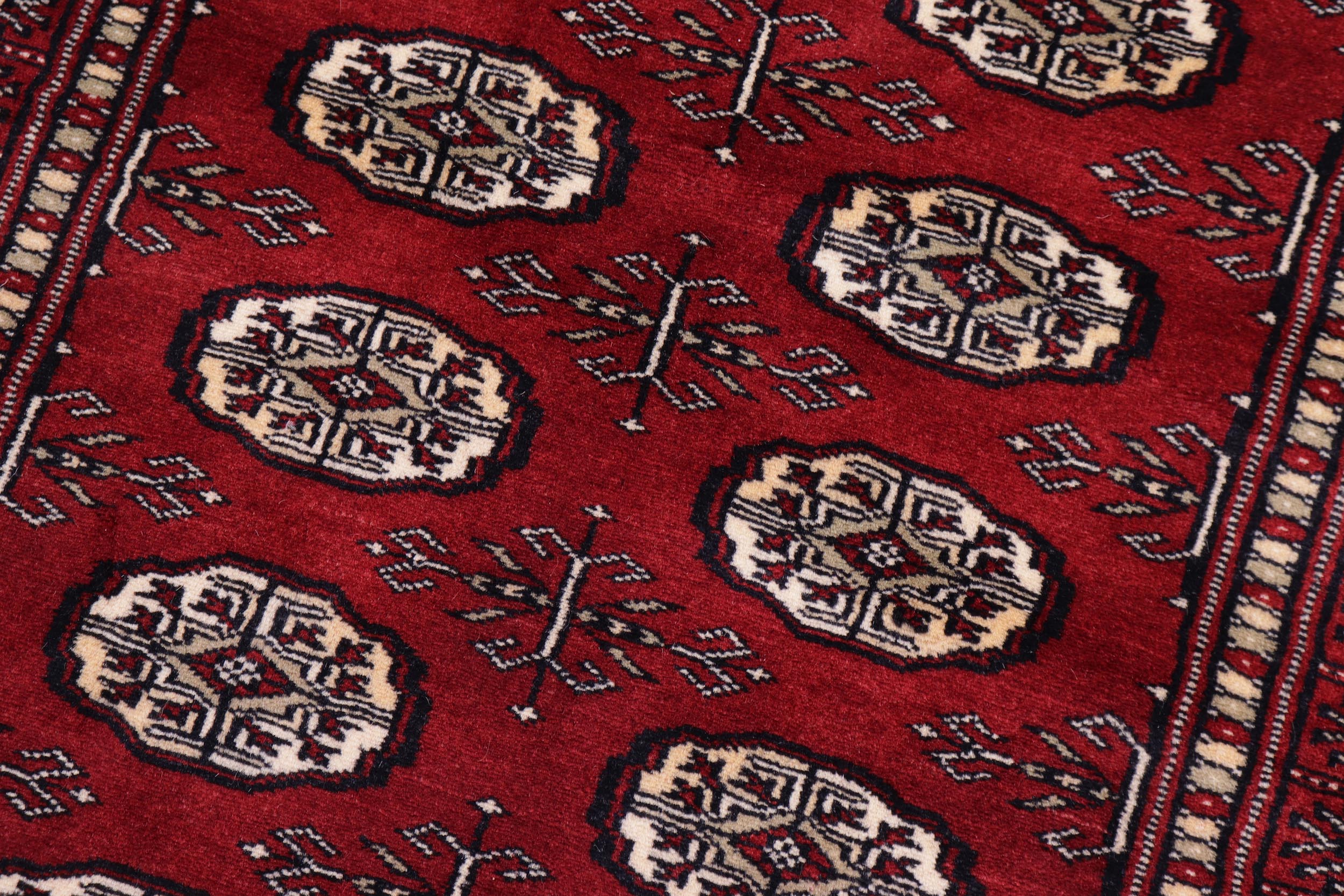 handmade Geometric Bokhara Red Beige Hand Knotted RECTANGLE 100% WOOL area rug 3X12