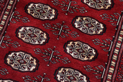 handmade Geometric Bokhara Red Beige Hand Knotted RECTANGLE 100% WOOL area rug 3X12