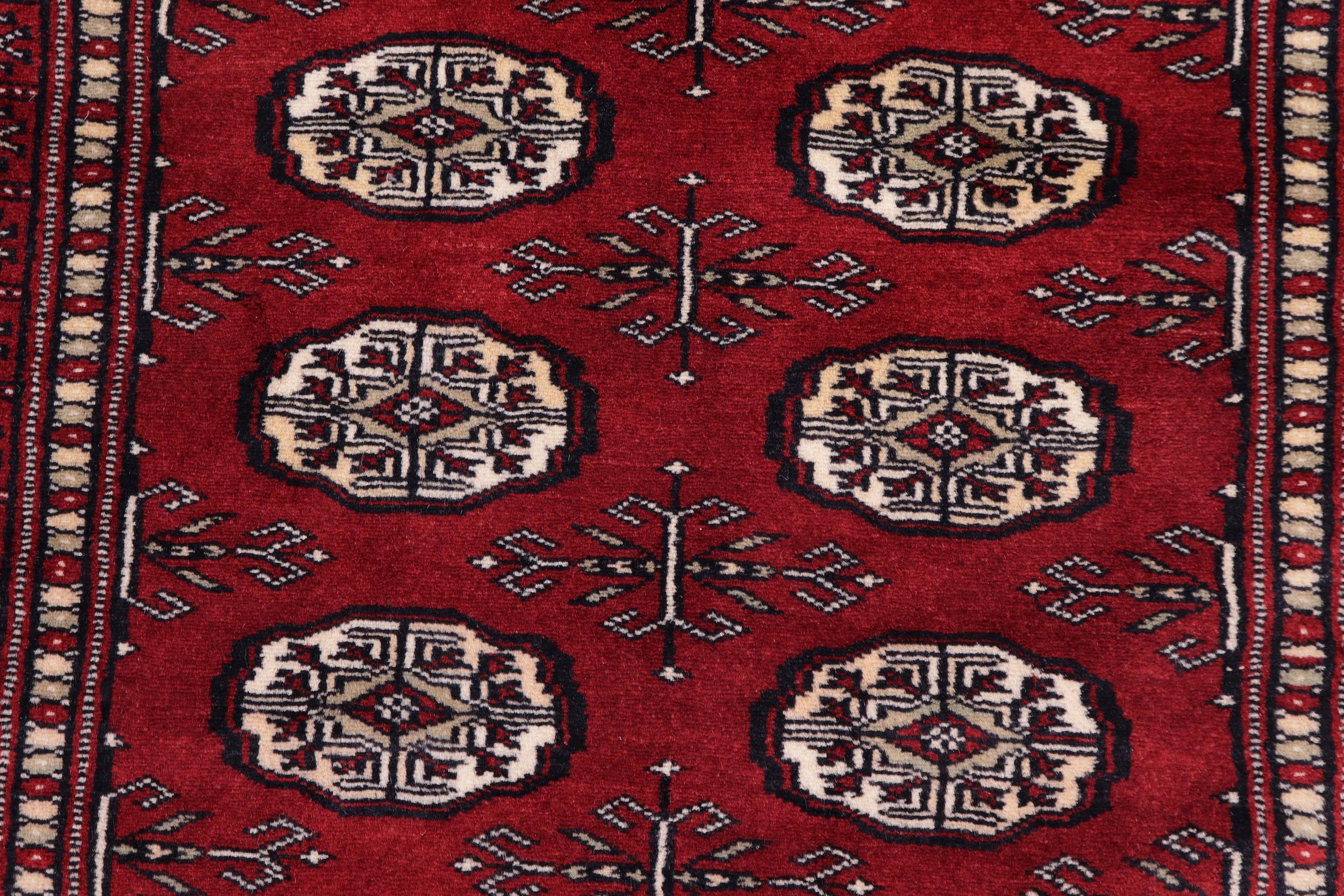 handmade Geometric Bokhara Red Beige Hand Knotted RECTANGLE 100% WOOL area rug 3X12