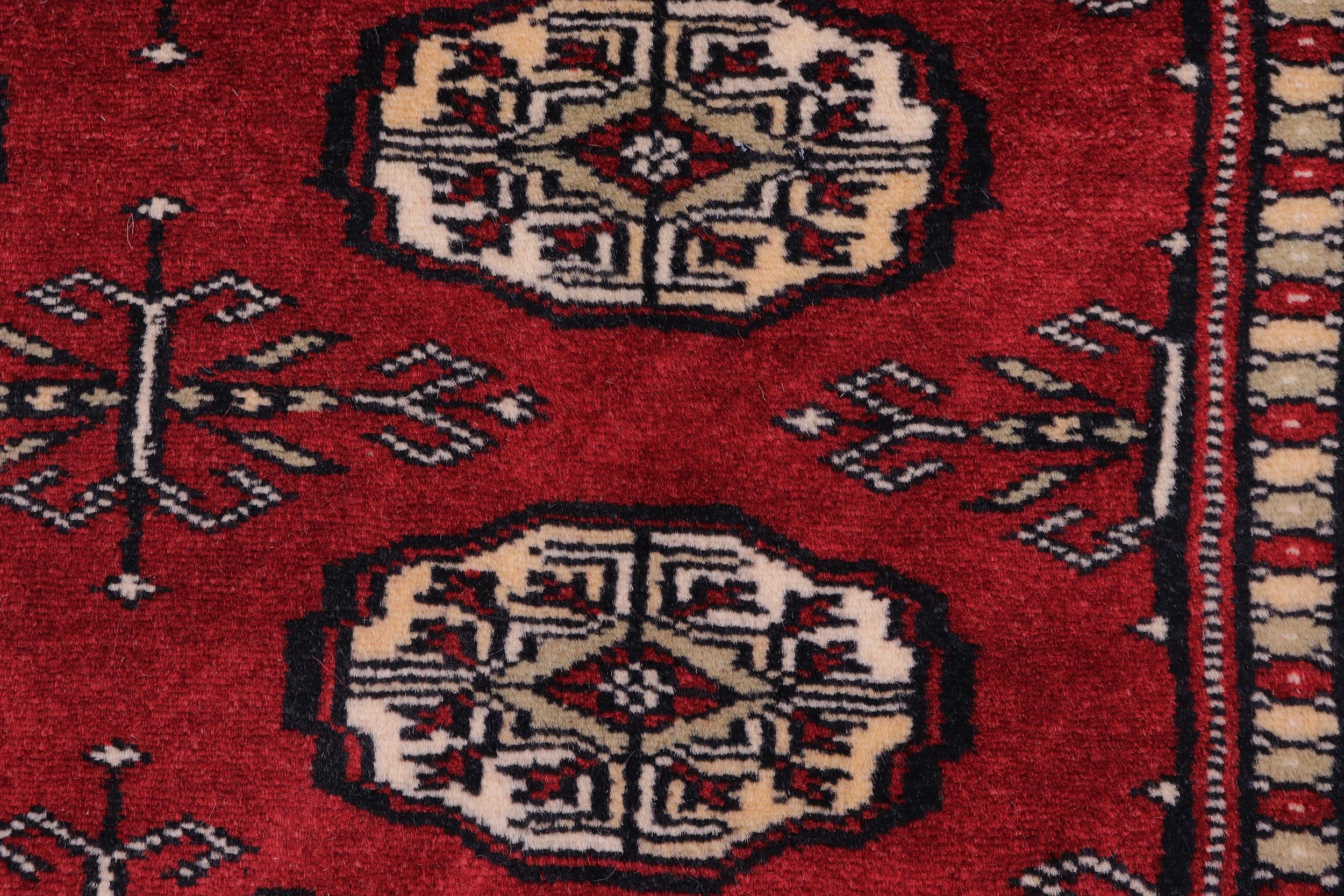 handmade Geometric Bokhara Red Beige Hand Knotted RECTANGLE 100% WOOL area rug 3X12
