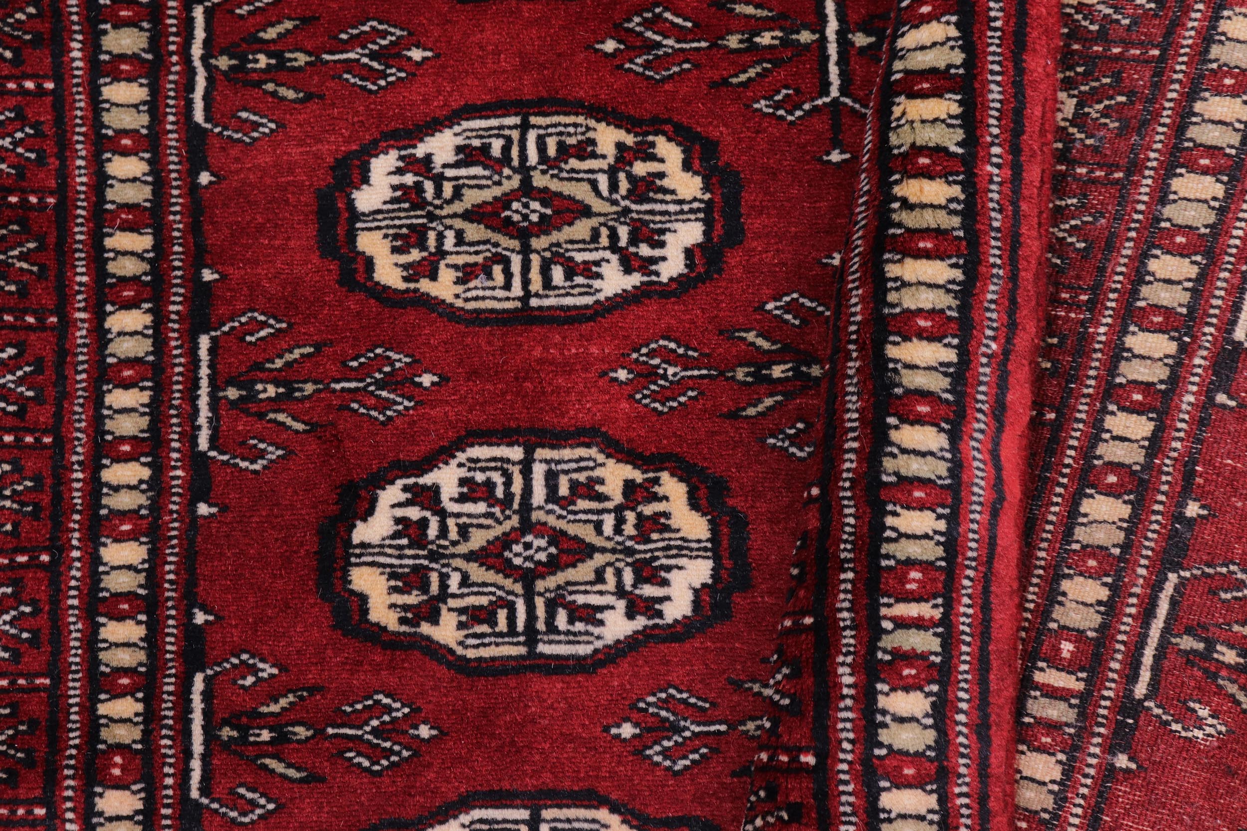 handmade Geometric Bokhara Red Beige Hand Knotted RECTANGLE 100% WOOL area rug 3X12