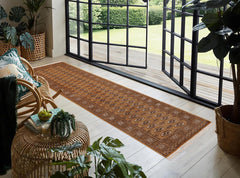 handmade Geometric Bokhara Brown Beige Hand Knotted RECTANGLE 100% WOOL area rug 3X9