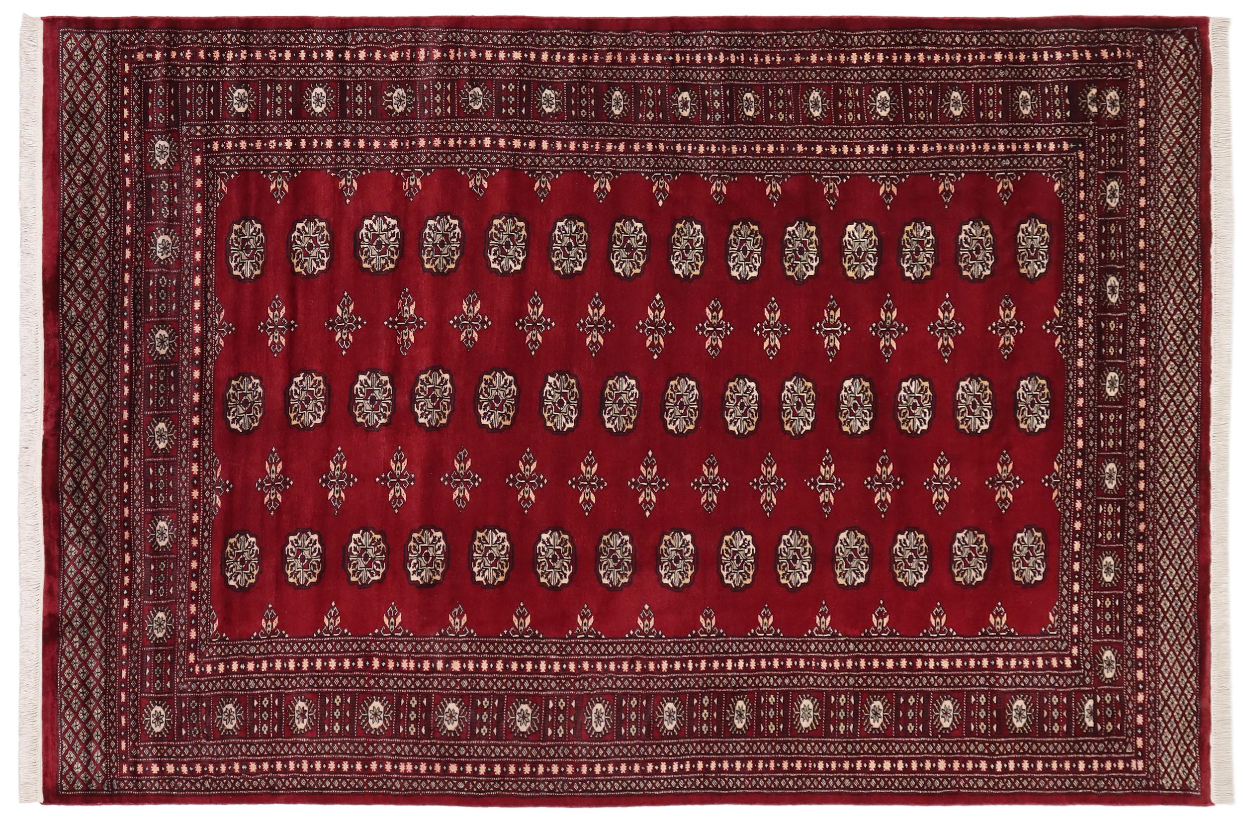 handmade Geometric Bokhara Red Beige Hand Knotted RECTANGLE 100% WOOL area rug 6X8