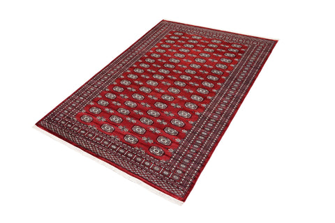 handmade Geometric Bokhara Red Gray Hand Knotted RECTANGLE 100% WOOL area rug 6X9