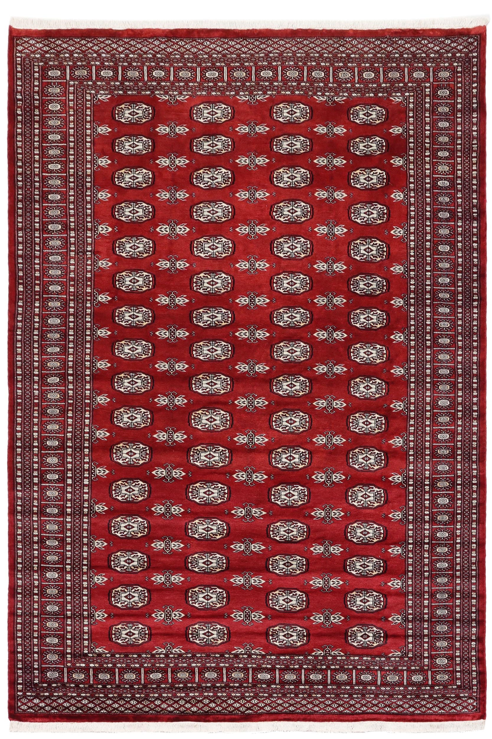 handmade Geometric Bokhara Red Gray Hand Knotted RECTANGLE 100% WOOL area rug 6X9