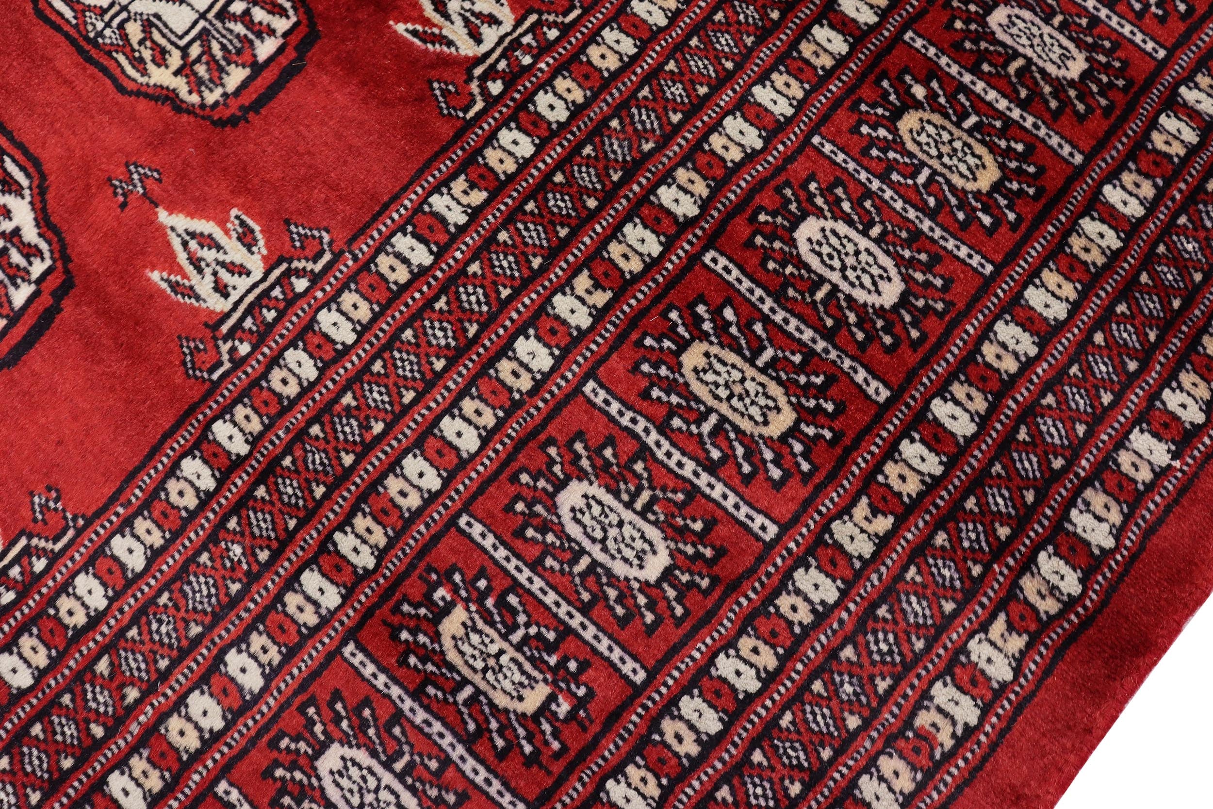 handmade Geometric Bokhara Red Gray Hand Knotted RECTANGLE 100% WOOL area rug 6X9