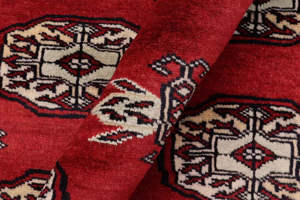 handmade Geometric Bokhara Red Gray Hand Knotted RECTANGLE 100% WOOL area rug 6X9