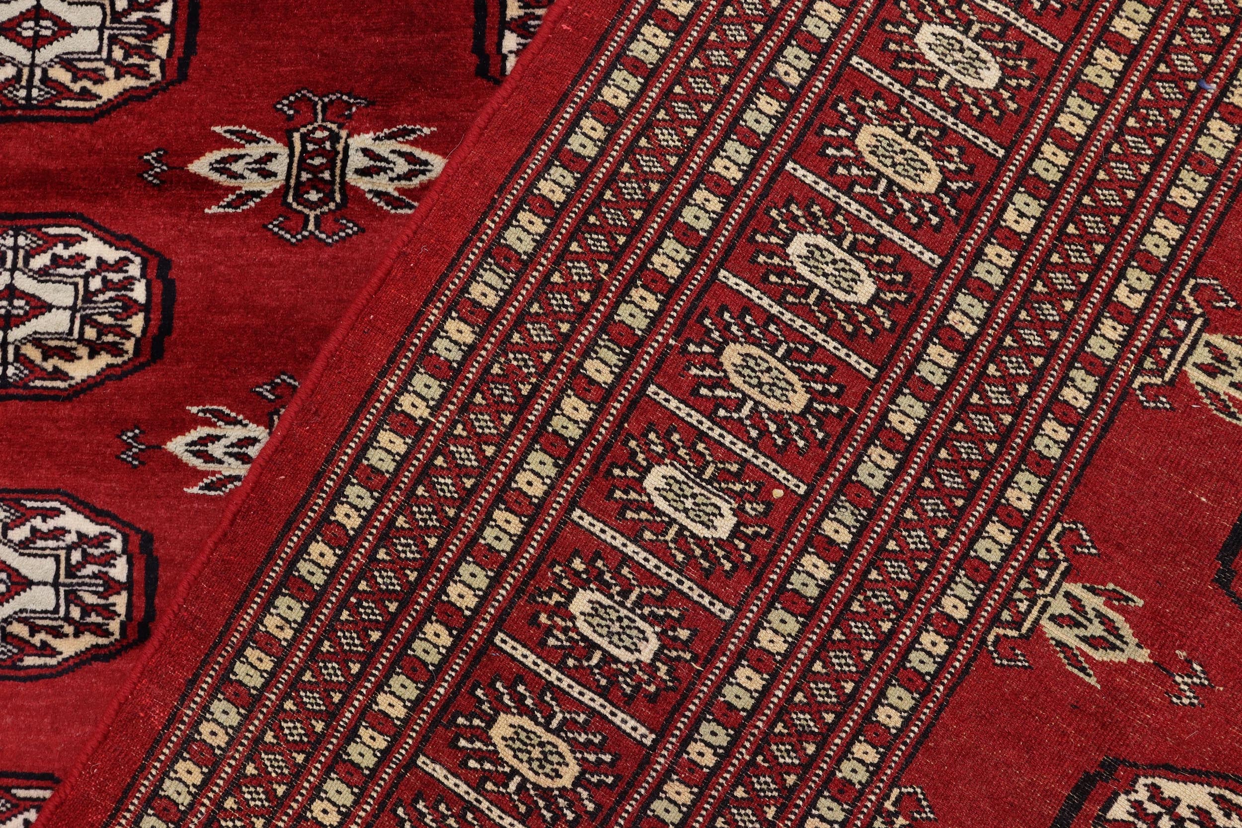 handmade Geometric Bokhara Red Gray Hand Knotted RECTANGLE 100% WOOL area rug 6X9