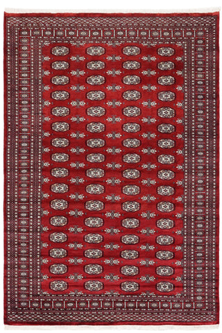 Southwestern Bokhara Kendall Red/Gray Wool Rug - 6'2''X9'1''