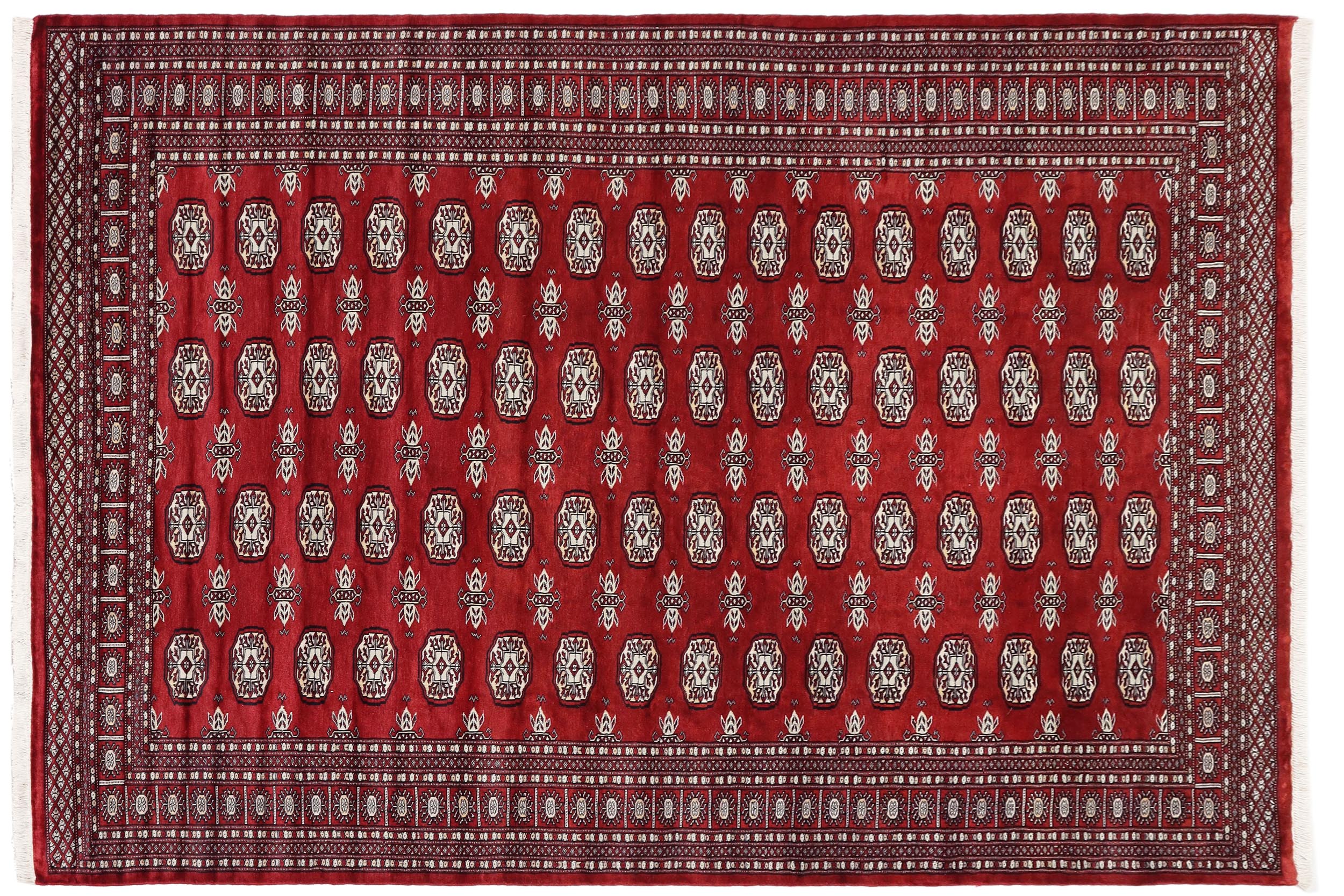 handmade Geometric Bokhara Red Gray Hand Knotted RECTANGLE 100% WOOL area rug 6X9