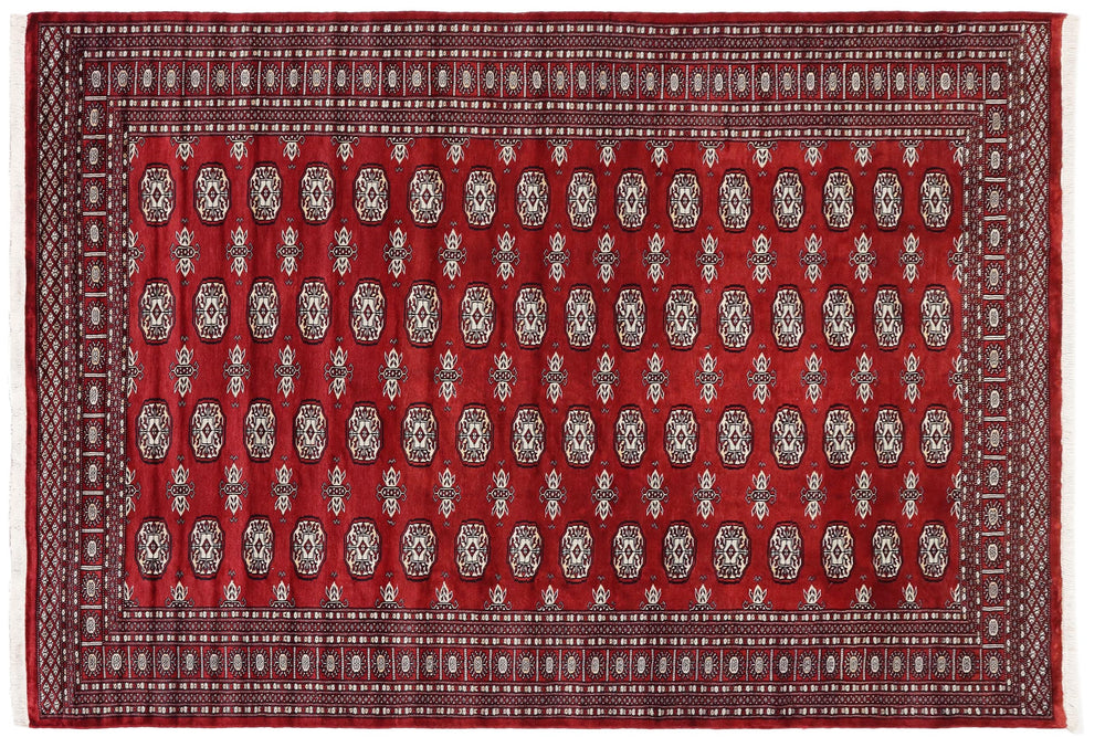 handmade Geometric Bokhara Red Gray Hand Knotted RECTANGLE 100% WOOL area rug 6X9
