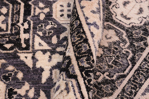 handmade Geometric Mamluk Gray Black Hand Knotted RECTANGLE 100% WOOL area rug 12 x 15