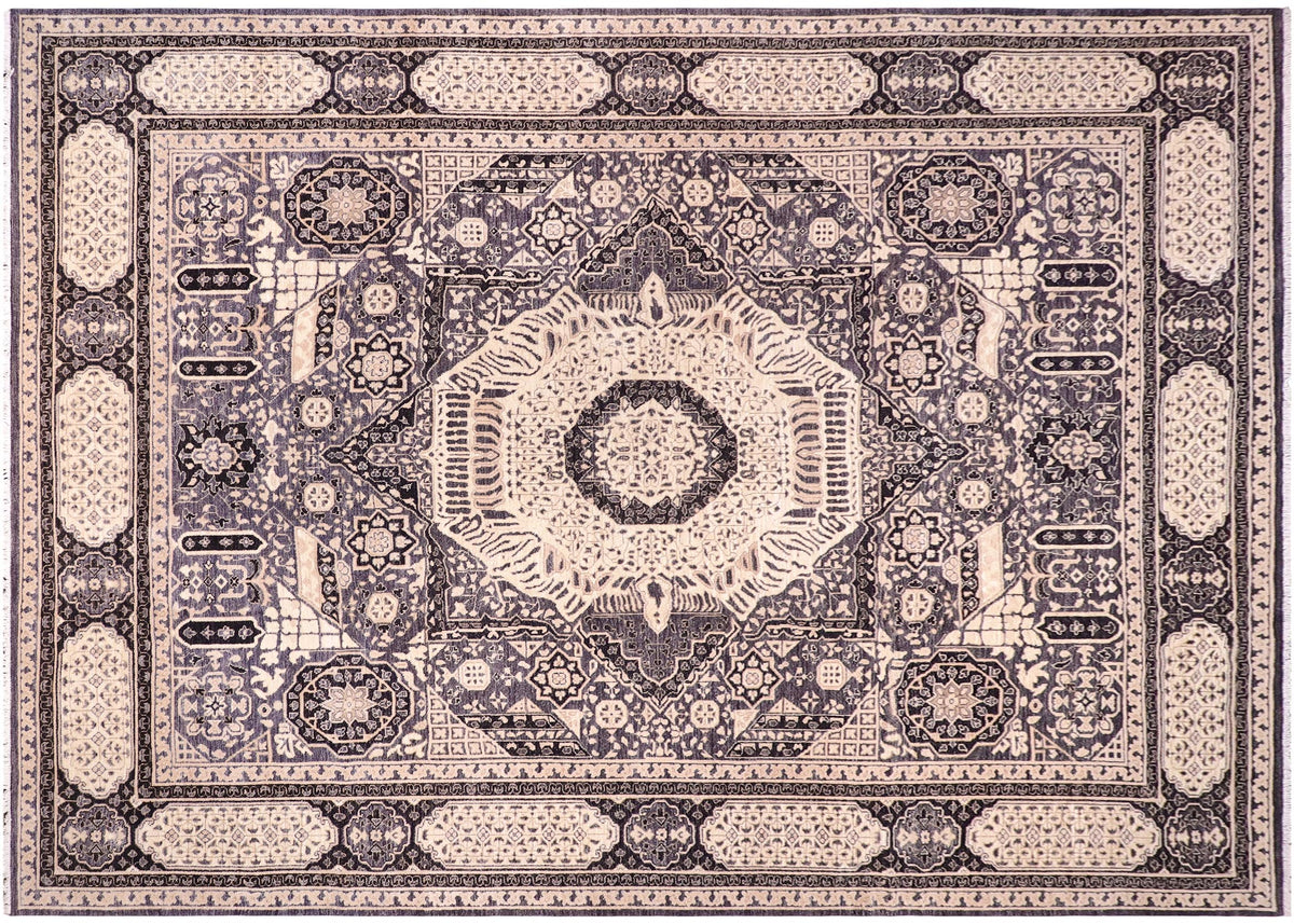 12x15 hand knotted Mamluk wool rug in gray and black - Bohemian Mamluk Grady