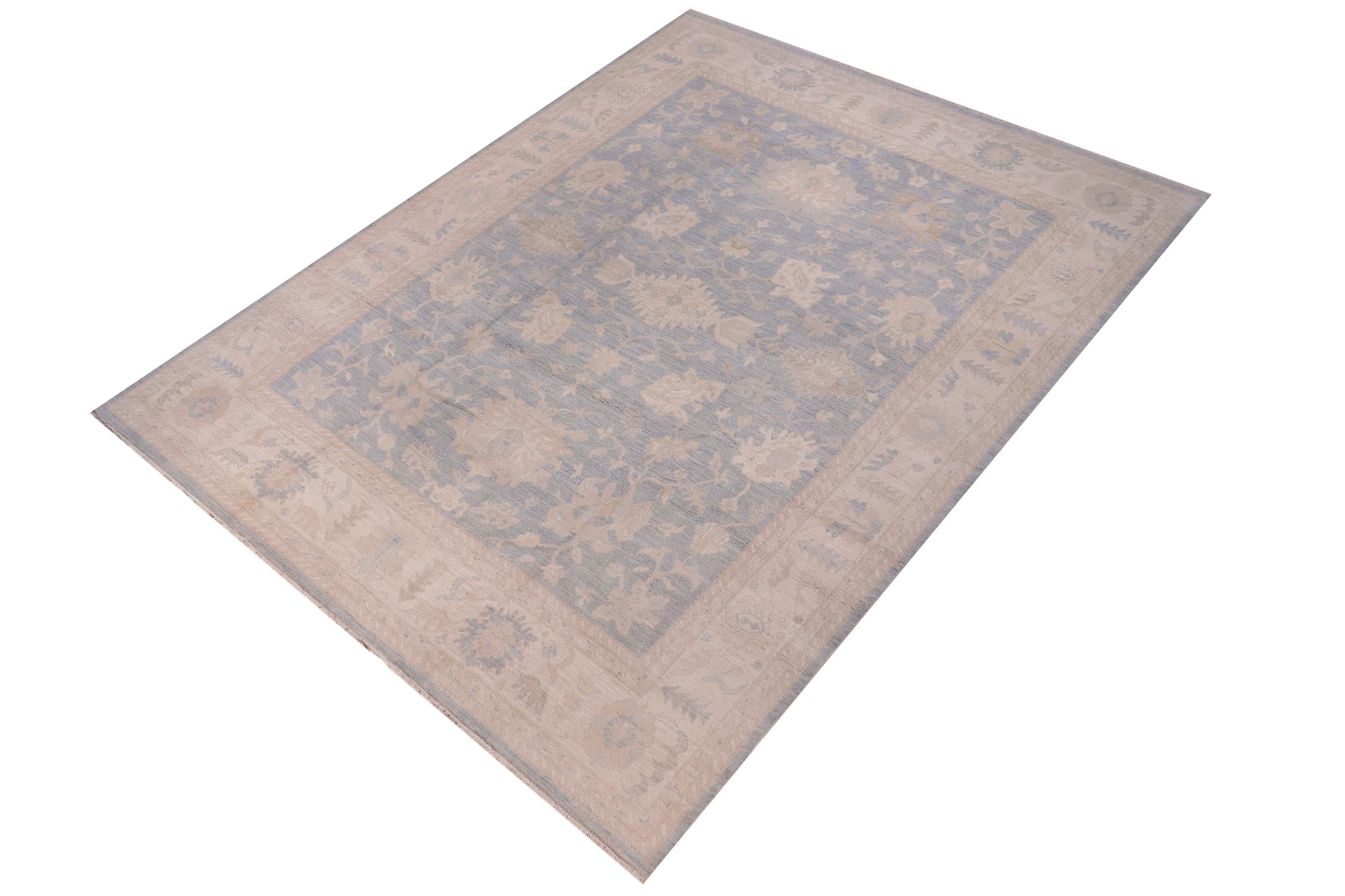 handmade Traditional Kafkaz Blue Beige Hand Knotted RECTANGLE 100% WOOL area rug 12x15