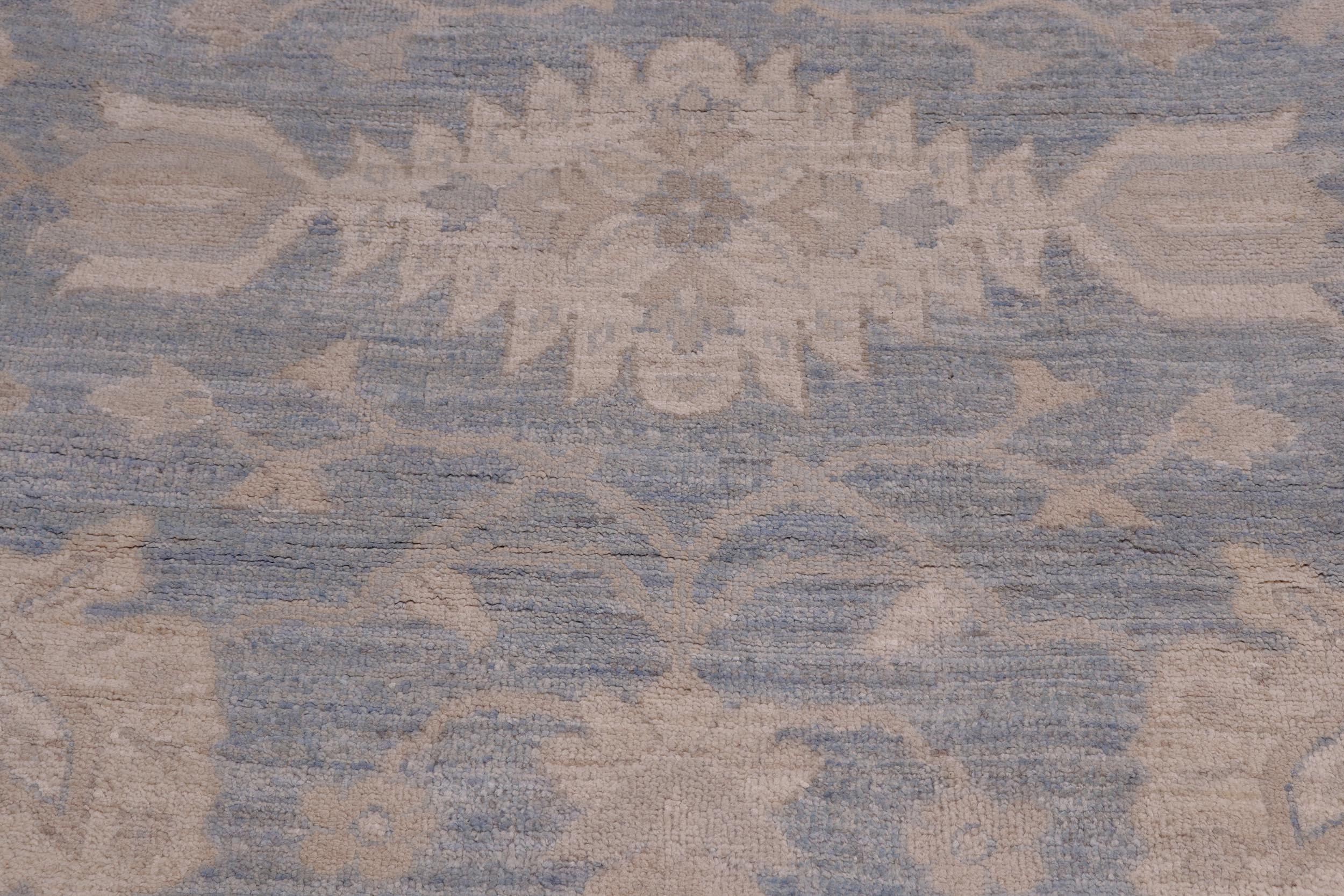 handmade Traditional Kafkaz Blue Beige Hand Knotted RECTANGLE 100% WOOL area rug 12x15