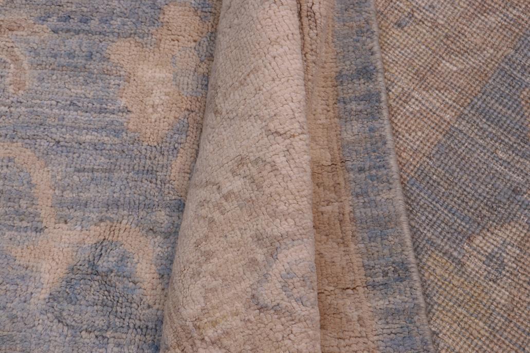 handmade Traditional Oushak Blue Beige Hand Knotted RECTANGLE 100% WOOL area rug 12 x 15