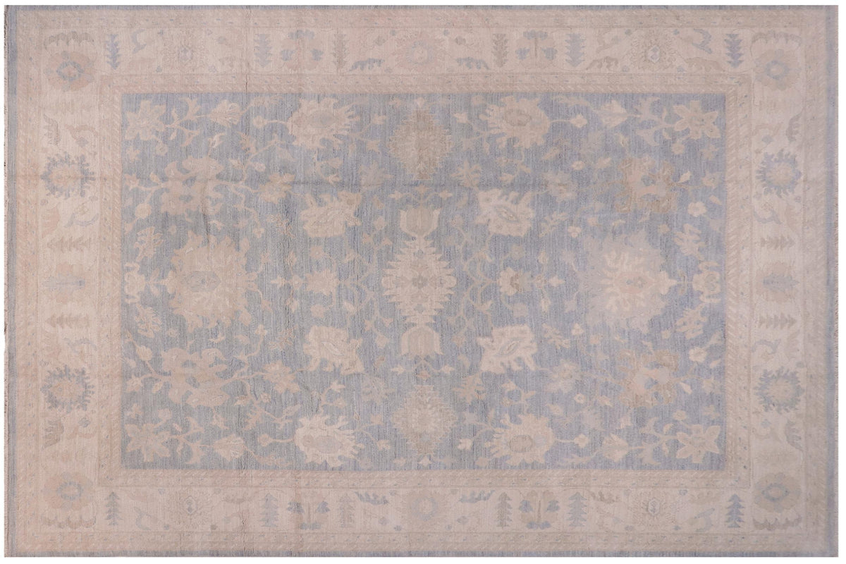 12x15 hand knotted Ziegler wool rug in blue and beige - Classic Ziegler Julie