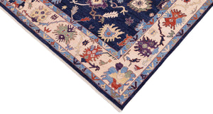 handmade Traditional Oushak Blue Ivory Hand Knotted RECTANGLE 100% WOOL area rug 8' x 10'