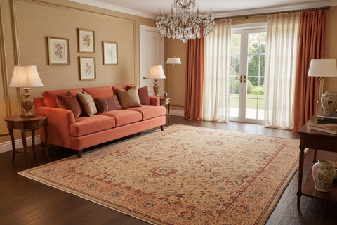 handmade Transitional Kashan Taupe Brown Hand Knotted RECTANGLE 100% WOOL area rug 9x12
