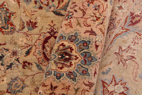 handmade Transitional Kashan Taupe Brown Hand Knotted RECTANGLE 100% WOOL area rug 9x12