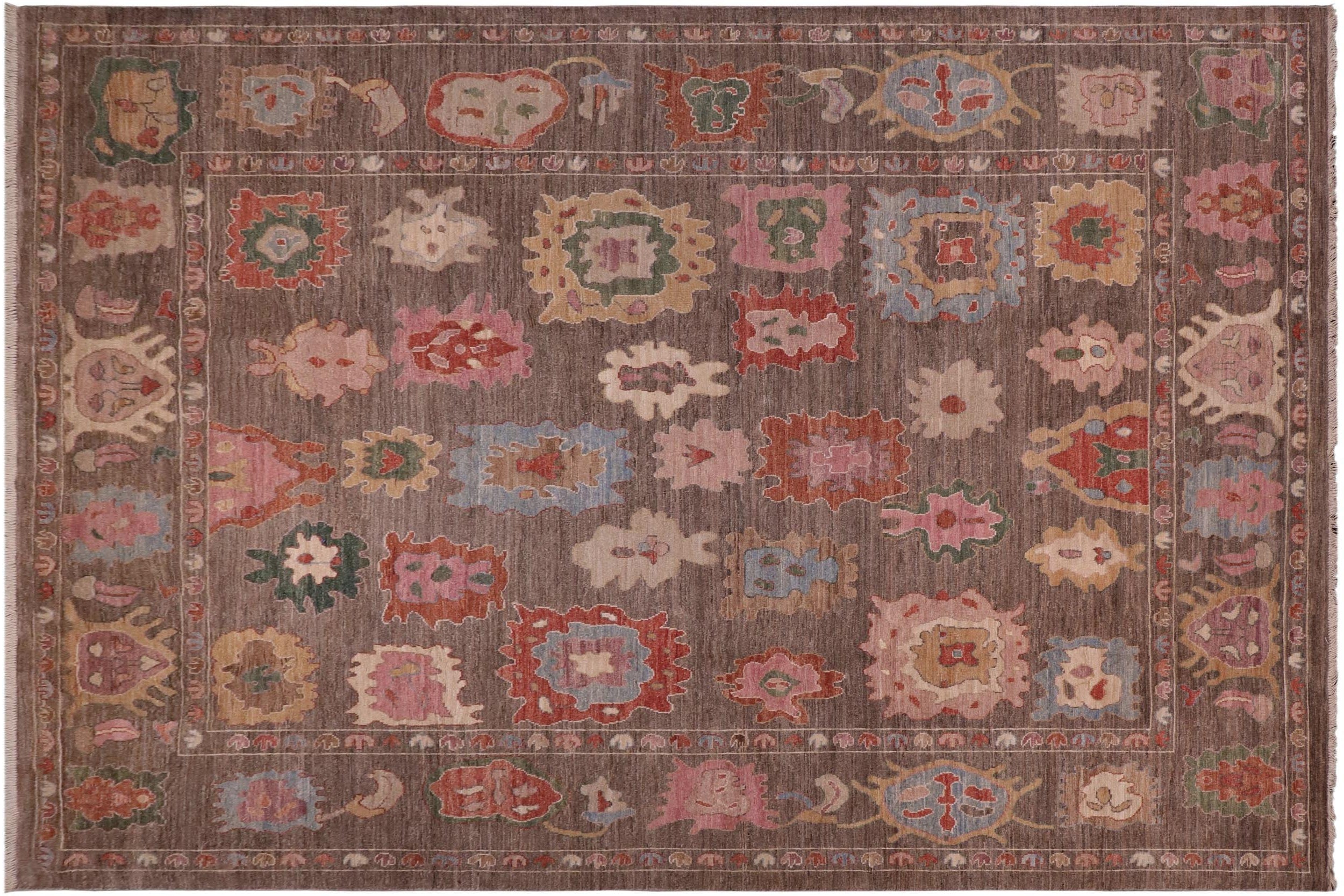handmade Traditional Oushak Brown Blue Hand Knotted RECTANGLE 100% WOOL area rug 9' x 12'