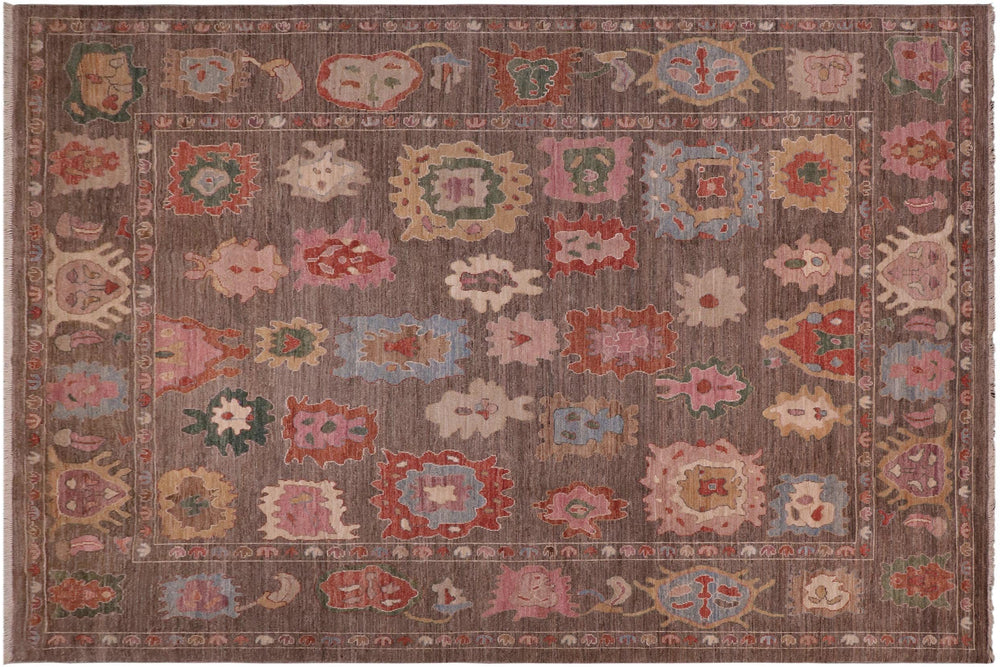 handmade Traditional Oushak Brown Blue Hand Knotted RECTANGLE 100% WOOL area rug 9' x 12'