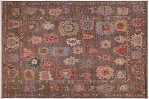 handmade Traditional Oushak Brown Blue Hand Knotted RECTANGLE 100% WOOL area rug 9' x 12'