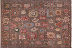 handmade Traditional Oushak Brown Blue Hand Knotted RECTANGLE 100% WOOL area rug 9' x 12'