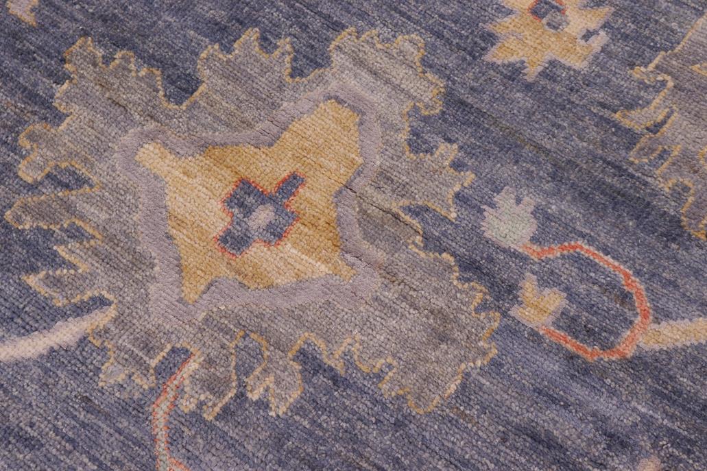 handmade Traditional Oushak Blue Gray Hand Knotted RECTANGLE WOOL&SILK area rug 10 x 14