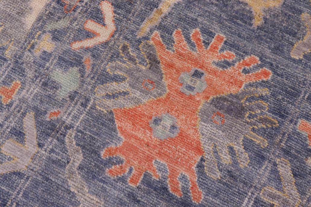 handmade Traditional Oushak Blue Gray Hand Knotted RECTANGLE WOOL&SILK area rug 10 x 14