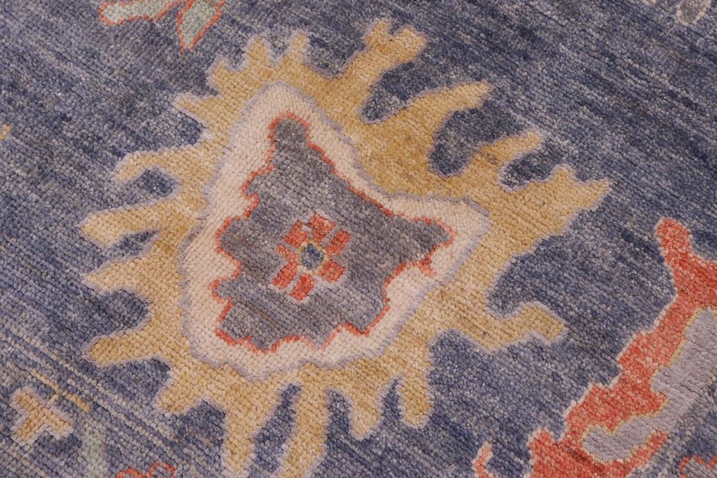 handmade Traditional Oushak Blue Gray Hand Knotted RECTANGLE WOOL&SILK area rug 10 x 14