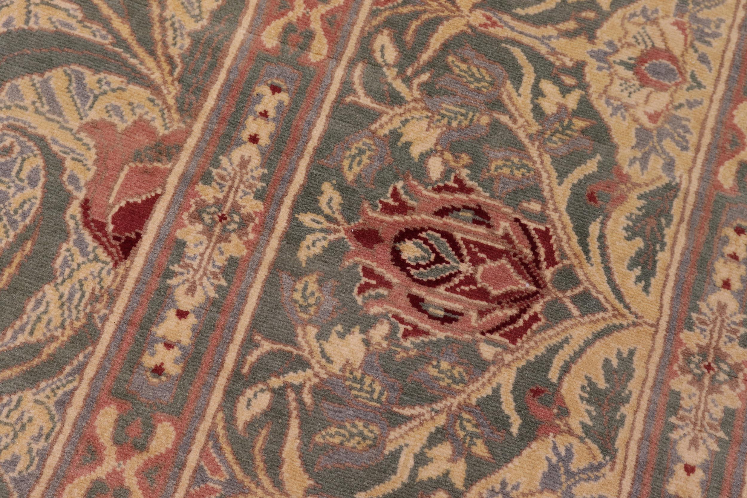 handmade Transitional Tulip Green Red Hand Knotted RECTANGLE 100% WOOL area rug 10x14