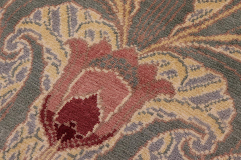 handmade Transitional Tulip Green Red Hand Knotted RECTANGLE 100% WOOL area rug 10x14