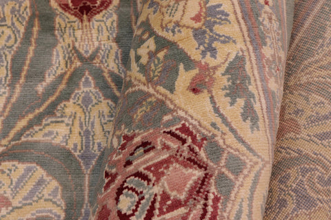 handmade Transitional Tulip Green Red Hand Knotted RECTANGLE 100% WOOL area rug 10x14