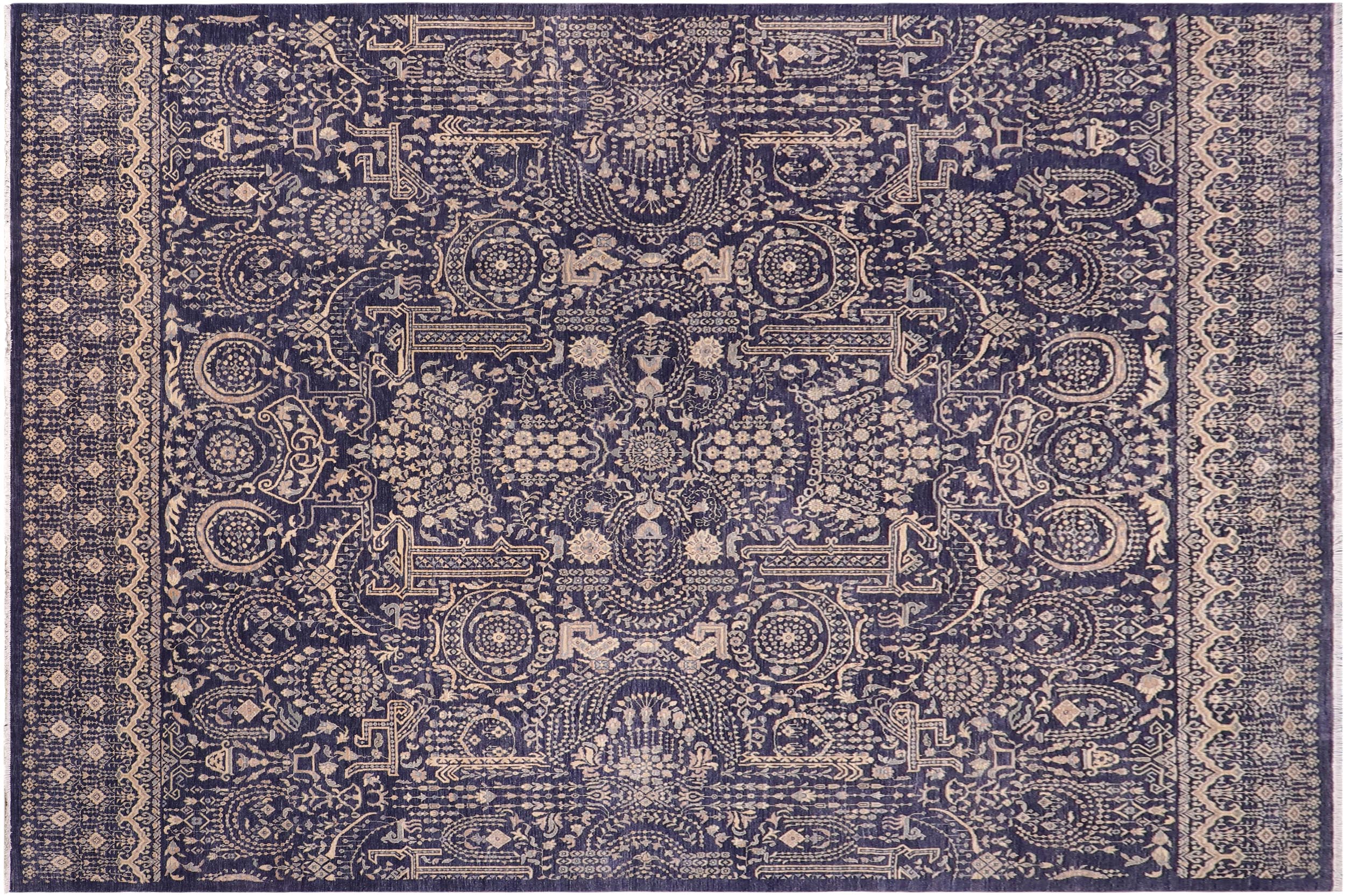 handmade Transitional Kafkaz Gray Beige Hand Knotted RECTANGLE 100% WOOL area rug 12' x 15'