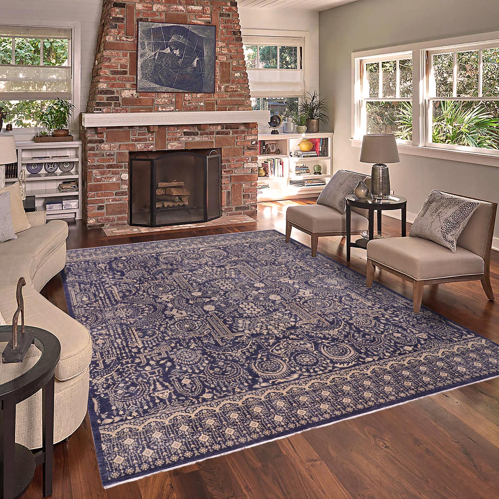 handmade Transitional Kafkaz Gray Beige Hand Knotted RECTANGLE 100% WOOL area rug 12' x 15'