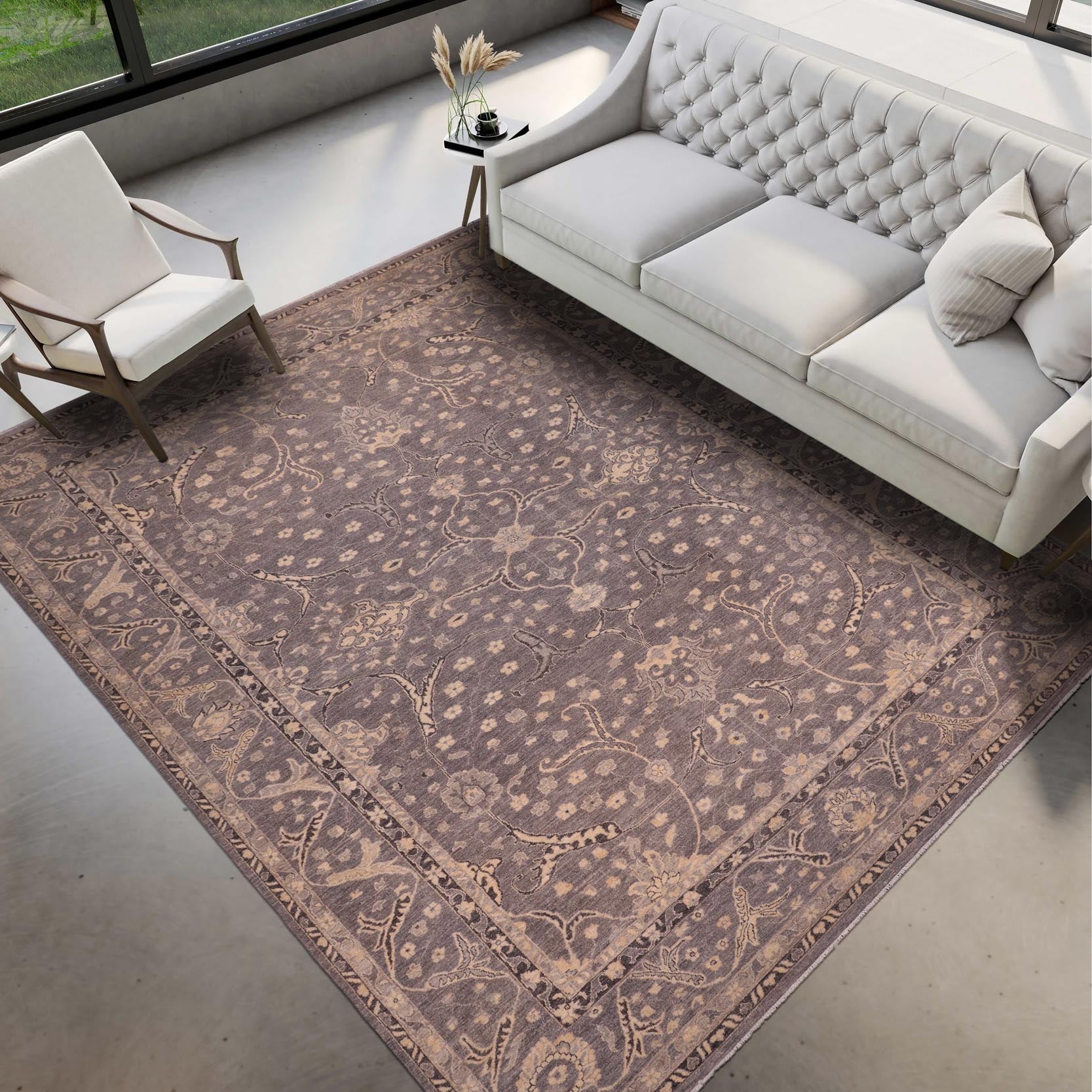 handmade Traditional Kafkaz Gray Beige Hand Knotted RECTANGLE 100% WOOL area rug 10x14