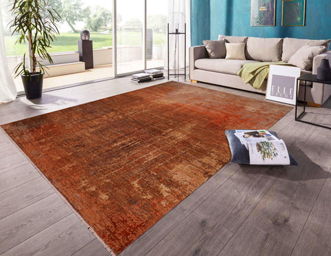 handmade Modern Modern Rust Brown Hand Knotted RECTANGLE WOOL&SILK area rug 10' x 14'