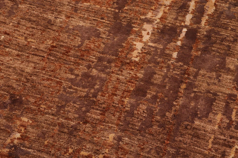 handmade Modern Modern Rust Brown Hand Knotted RECTANGLE WOOL&SILK area rug 10' x 14'