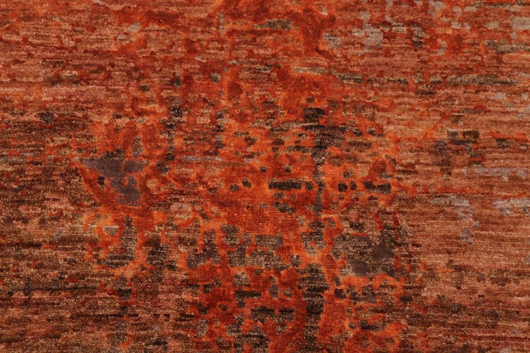 handmade Modern Modern Rust Brown Hand Knotted RECTANGLE WOOL&SILK area rug 10 x 14