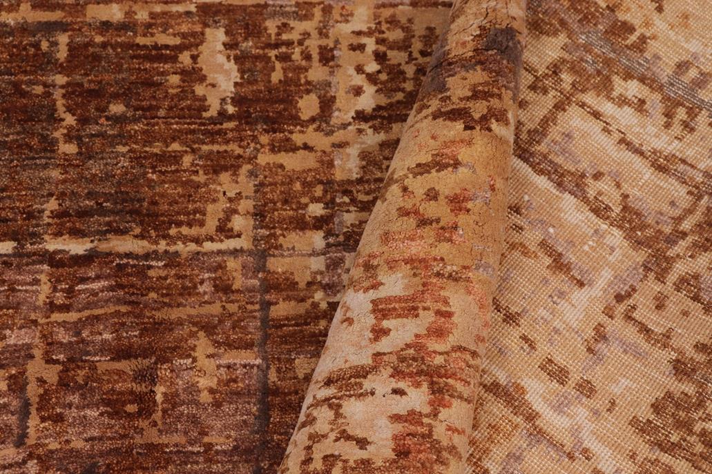 handmade Modern Modern Rust Brown Hand Knotted RECTANGLE WOOL&SILK area rug 10 x 14