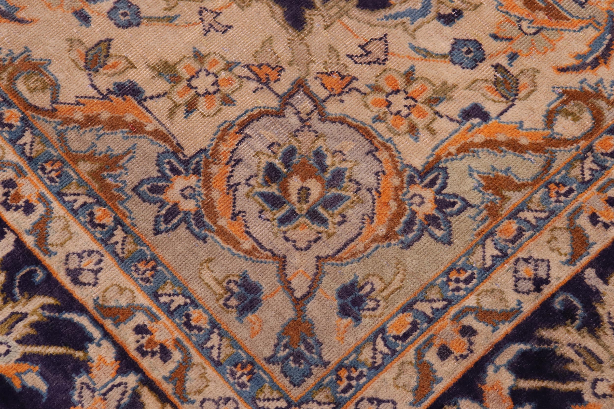 handmade Traditional Tabriz Blue Orange Hand Knotted RECTANGLE 100% WOOL area rug 9 x 13