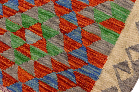 handmade Geometric Kilim Gray Beige Hand-Woven RECTANGLE 100% WOOL area rug 2' x 3'