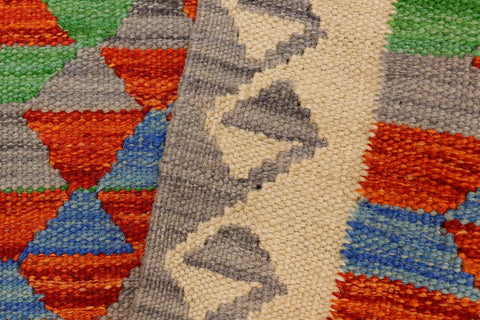 handmade Geometric Kilim Gray Beige Hand-Woven RECTANGLE 100% WOOL area rug 2' x 3'