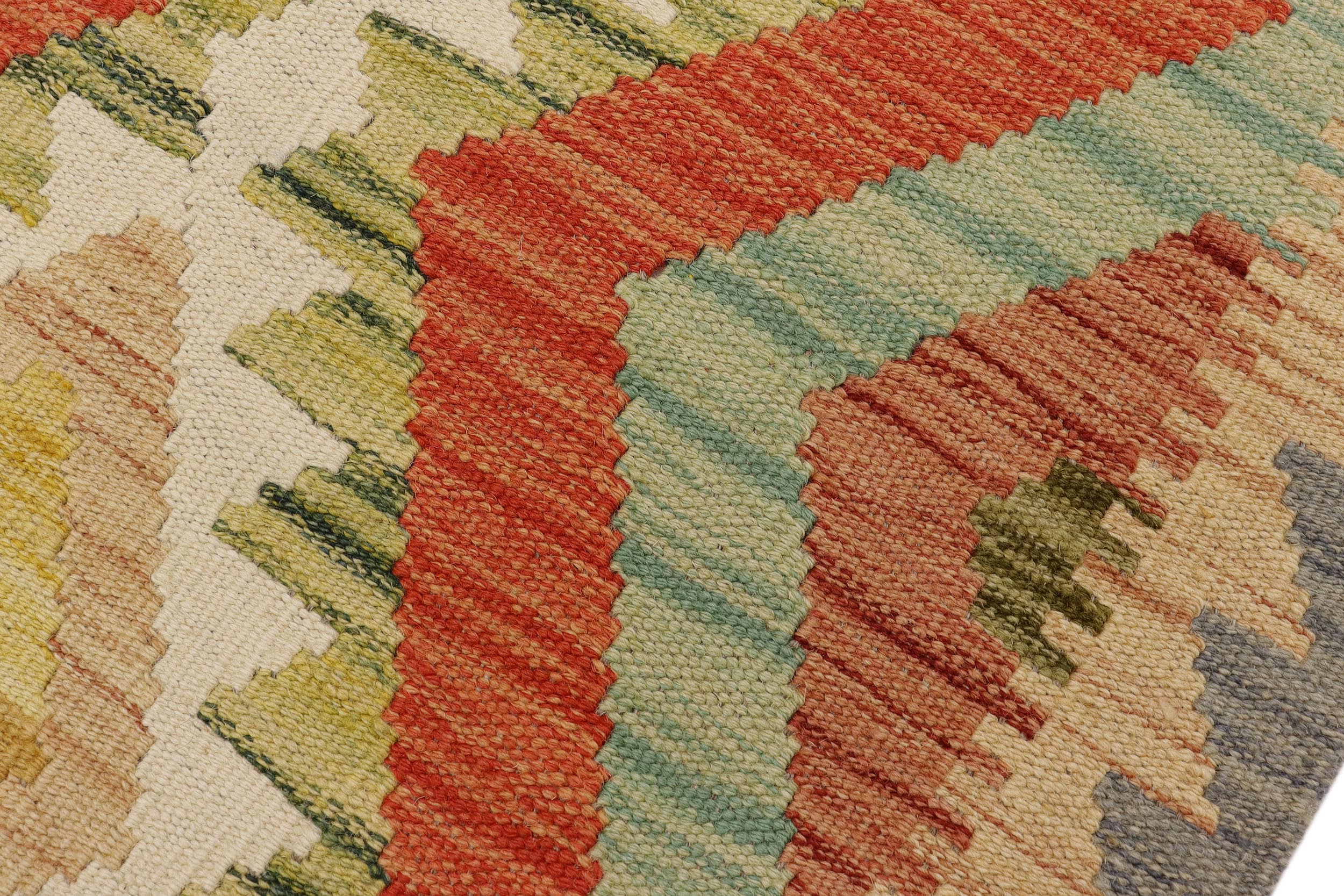 handmade Geometric Kilim Gray Beige Hand-Woven RECTANGLE 100% WOOL area rug 2' x 3'