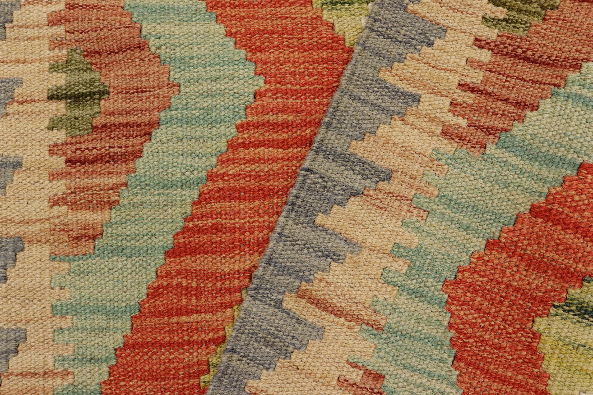 handmade Geometric Kilim Gray Beige Hand-Woven RECTANGLE 100% WOOL area rug 2' x 3'